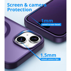 Magnétique Coque pour iPhone 15 avec 1 Verre Trempé, Compatible avec MagSafe, Protection Contre Les Chutes de qualité Militaire,