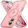 Magnétique Coque pour iPhone 16 avec 1 Verre Trempé, Compatible avec MagSafe, Protection Contre Les Chutes de qualité Militaire,