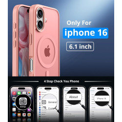 Magnétique Coque pour iPhone 16 avec 1 Verre Trempé, Compatible avec MagSafe, Protection Contre Les Chutes de qualité Militaire,