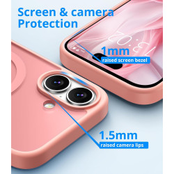 Magnétique Coque pour iPhone 16 avec 1 Verre Trempé, Compatible avec MagSafe, Protection Contre Les Chutes de qualité Militaire,
