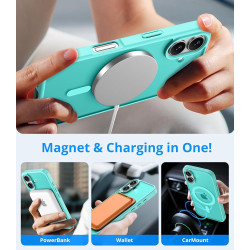 Magnétique Coque pour iPhone 16 avec 1 Verre Trempé, Compatible avec MagSafe, Protection Contre Les Chutes de qualité Militaire,