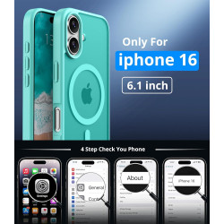 Magnétique Coque pour iPhone 16 avec 1 Verre Trempé, Compatible avec MagSafe, Protection Contre Les Chutes de qualité Militaire,