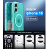 Magnétique Coque pour iPhone 16 avec 1 Verre Trempé, Compatible avec MagSafe, Protection Contre Les Chutes de qualité Militaire,