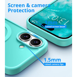 Magnétique Coque pour iPhone 16 avec 1 Verre Trempé, Compatible avec MagSafe, Protection Contre Les Chutes de qualité Militaire,