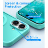 Magnétique Coque pour iPhone 16 avec 1 Verre Trempé, Compatible avec MagSafe, Protection Contre Les Chutes de qualité Militaire,
