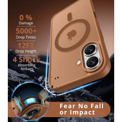 Magnétique Coque pour iPhone 16 avec 1 Verre Trempé, Compatible avec MagSafe, Protection Contre Les Chutes de qualité Militaire,