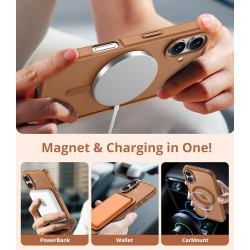 Magnétique Coque pour iPhone 16 avec 1 Verre Trempé, Compatible avec MagSafe, Protection Contre Les Chutes de qualité Militaire,