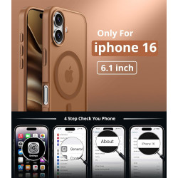 Magnétique Coque pour iPhone 16 avec 1 Verre Trempé, Compatible avec MagSafe, Protection Contre Les Chutes de qualité Militaire,
