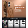 Magnétique Coque pour iPhone 16 avec 1 Verre Trempé, Compatible avec MagSafe, Protection Contre Les Chutes de qualité Militaire,