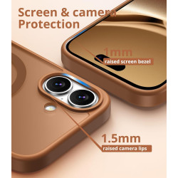 Magnétique Coque pour iPhone 16 avec 1 Verre Trempé, Compatible avec MagSafe, Protection Contre Les Chutes de qualité Militaire,
