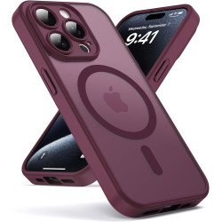 Oududianzi-Coque pour iPhone 15 Pro Compatible avec MagSafe Magnétique, Housse de Arrière Translucide Givrée PC, TPU Silicone Bu
