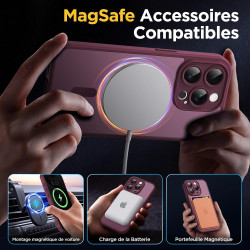 Oududianzi-Coque pour iPhone 15 Pro Compatible avec MagSafe Magnétique, Housse de Arrière Translucide Givrée PC, TPU Silicone Bu