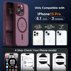 Oududianzi-Coque pour iPhone 15 Pro Compatible avec MagSafe Magnétique, Housse de Arrière Translucide Givrée PC, TPU Silicone Bu