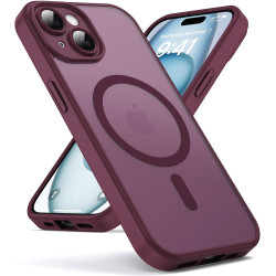 Oududianzi - Coque pour iPhone 15 Compatible avec MagSafe Magnétique, Housse de Arrière Translucide Givrée PC, TPU Silicone Bump
