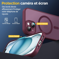 Oududianzi - Coque pour iPhone 15 Compatible avec MagSafe Magnétique, Housse de Arrière Translucide Givrée PC, TPU Silicone Bump