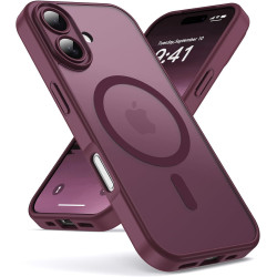 Oududianzi - Coque pour iPhone 16 Compatible avec MagSafe Magnétique, Housse de Arrière Translucide Givrée PC, TPU Silicone Bump