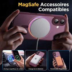 Oududianzi - Coque pour iPhone 16 Compatible avec MagSafe Magnétique, Housse de Arrière Translucide Givrée PC, TPU Silicone Bump
