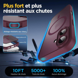 Oududianzi - Coque pour iPhone 16 Compatible avec MagSafe Magnétique, Housse de Arrière Translucide Givrée PC, TPU Silicone Bump