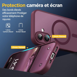 Oududianzi - Coque pour iPhone 16 Compatible avec MagSafe Magnétique, Housse de Arrière Translucide Givrée PC, TPU Silicone Bump