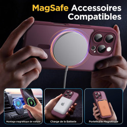 Oududianzi-Coque pour iPhone 16 Pro Compatible avec MagSafe Magnétique, Housse de Arrière Translucide Givrée PC, TPU Silicone Bu