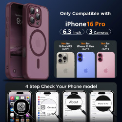 Oududianzi-Coque pour iPhone 16 Pro Compatible avec MagSafe Magnétique, Housse de Arrière Translucide Givrée PC, TPU Silicone Bu