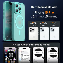Oududianzi-Coque pour iPhone 15 Pro Compatible avec MagSafe Magnétique, Housse de Arrière Translucide Givrée PC, TPU Silicone Bu