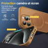 Oududianzi-coque pour iphone 15 pro compatible avec magsafe magnétique, housse de arrière translucide givrée pc, tpu silicone bu