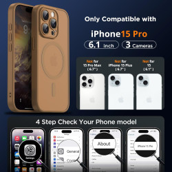 Oududianzi-coque pour iphone 15 pro compatible avec magsafe magnétique, housse de arrière translucide givrée pc, tpu silicone bu