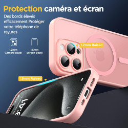 Oududianzi-Coque pour iPhone 15 Pro Compatible avec MagSafe Magnétique, Housse de Arrière Translucide Givrée PC, TPU Silicone Bu