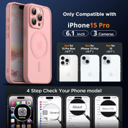 Oududianzi-Coque pour iPhone 15 Pro Compatible avec MagSafe Magnétique, Housse de Arrière Translucide Givrée PC, TPU Silicone Bu