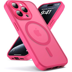Oududianzi-Coque pour iPhone 15 Pro Compatible avec MagSafe Magnétique, Housse de Arrière Translucide Givrée PC, TPU Silicone Bu