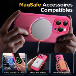 Oududianzi-Coque pour iPhone 15 Pro Compatible avec MagSafe Magnétique, Housse de Arrière Translucide Givrée PC, TPU Silicone Bu