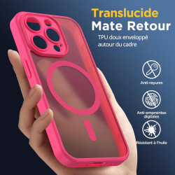 Oududianzi-Coque pour iPhone 15 Pro Compatible avec MagSafe Magnétique, Housse de Arrière Translucide Givrée PC, TPU Silicone Bu
