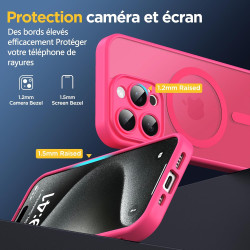 Oududianzi-Coque pour iPhone 15 Pro Compatible avec MagSafe Magnétique, Housse de Arrière Translucide Givrée PC, TPU Silicone Bu