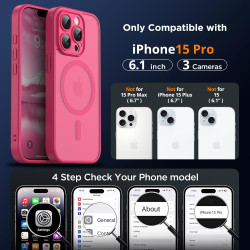 Oududianzi-Coque pour iPhone 15 Pro Compatible avec MagSafe Magnétique, Housse de Arrière Translucide Givrée PC, TPU Silicone Bu