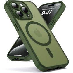 Oududianzi-coque pour iphone 15 pro compatible avec magsafe magnétique, housse de arrière translucide givrée pc, tpu silicone bu