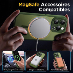 Oududianzi-coque pour iphone 15 pro compatible avec magsafe magnétique, housse de arrière translucide givrée pc, tpu silicone bu