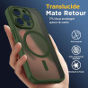 Oududianzi-coque pour iphone 15 pro compatible avec magsafe magnétique, housse de arrière translucide givrée pc, tpu silicone bu
