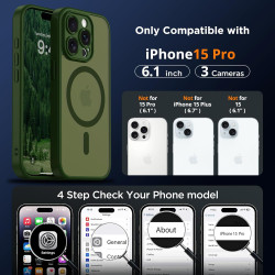 Oududianzi-coque pour iphone 15 pro compatible avec magsafe magnétique, housse de arrière translucide givrée pc, tpu silicone bu