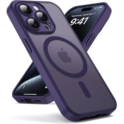 Oududianzi-Coque pour iPhone 15 Pro Compatible avec MagSafe Magnétique, Housse de Arrière Translucide Givrée PC, TPU Silicone Bu