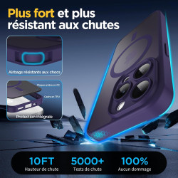 Oududianzi-Coque pour iPhone 15 Pro Compatible avec MagSafe Magnétique, Housse de Arrière Translucide Givrée PC, TPU Silicone Bu