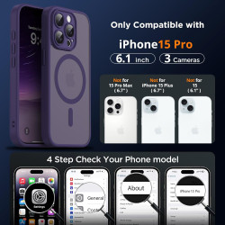 Oududianzi-Coque pour iPhone 15 Pro Compatible avec MagSafe Magnétique, Housse de Arrière Translucide Givrée PC, TPU Silicone Bu