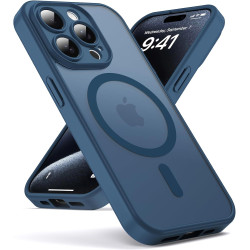 Oududianzi-Coque pour iPhone 15 Pro Compatible avec MagSafe Magnétique, Housse de Arrière Translucide Givrée PC, TPU Silicone Bu