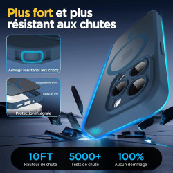 Oududianzi-Coque pour iPhone 15 Pro Compatible avec MagSafe Magnétique, Housse de Arrière Translucide Givrée PC, TPU Silicone Bu
