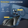 Oududianzi-Coque pour iPhone 15 Pro Compatible avec MagSafe Magnétique, Housse de Arrière Translucide Givrée PC, TPU Silicone Bu