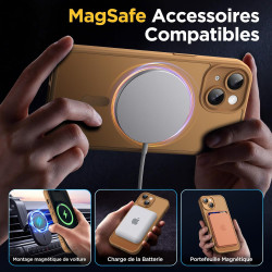 Oududianzi - coque pour iphone 15 compatible avec magsafe magnétique, housse de arrière translucide givrée pc, tpu silicone bump