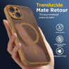 Oududianzi - coque pour iphone 15 compatible avec magsafe magnétique, housse de arrière translucide givrée pc, tpu silicone bump
