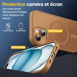 Oududianzi - coque pour iphone 15 compatible avec magsafe magnétique, housse de arrière translucide givrée pc, tpu silicone bump
