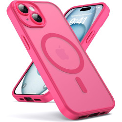 Oududianzi - Coque pour iPhone 15 Compatible avec MagSafe Magnétique, Housse de Arrière Translucide Givrée PC, TPU Silicone Bump