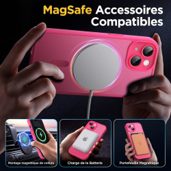 Oududianzi - Coque pour iPhone 15 Compatible avec MagSafe Magnétique, Housse de Arrière Translucide Givrée PC, TPU Silicone Bump